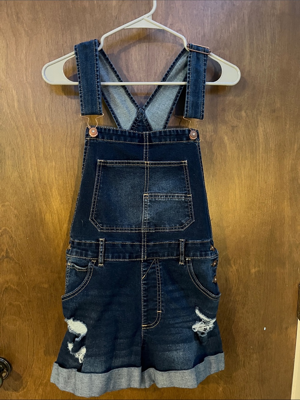 Children's Dark Blue Denim Short Overalls - Classic Kids One Piece